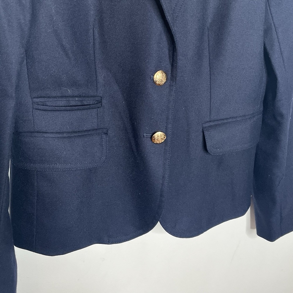 J Crew Schoolboy Blazer Navy Womens 2 Gold Button Wool Blend Old Money Heritage - Picture 2 of 8